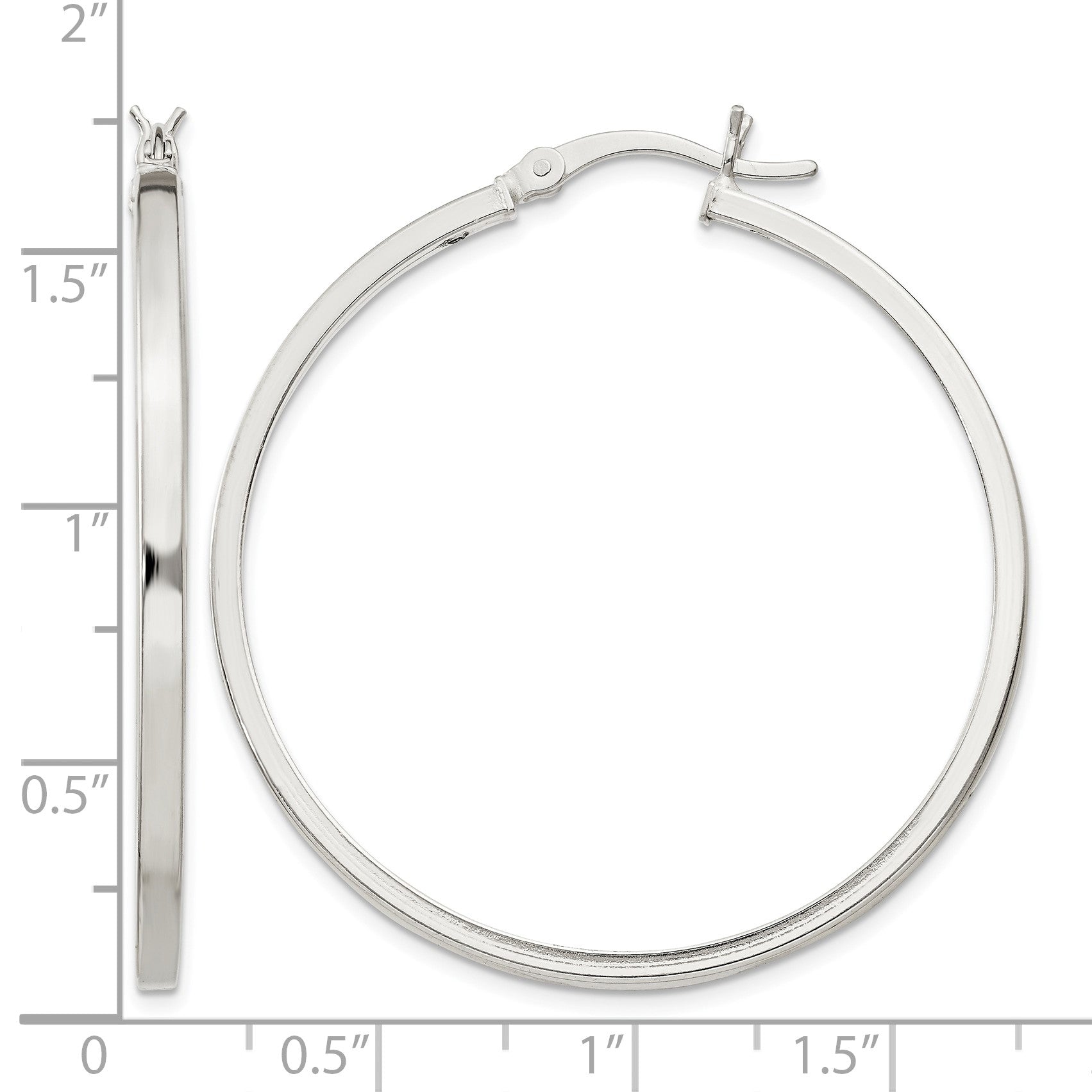 Sterling Silver 2.5x40mm Polished Hoop Earrings