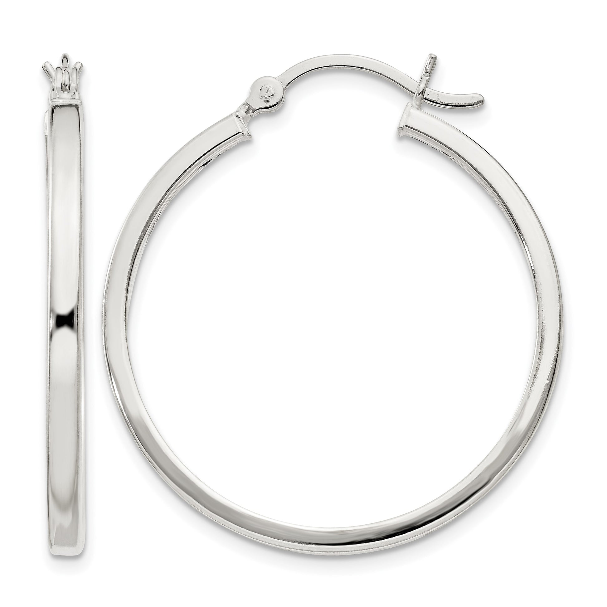 Sterling Silver 2.5x30mm Polished Hoop Earrings