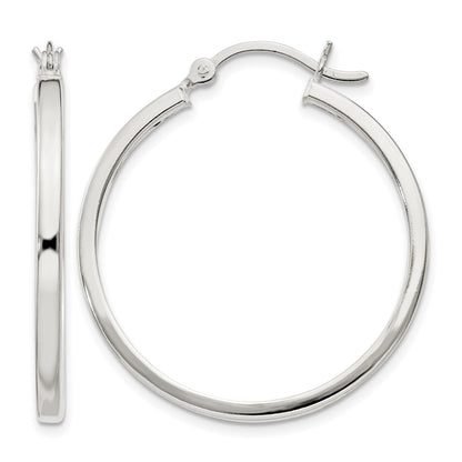 Sterling Silver 2.5x30mm Polished Hoop Earrings