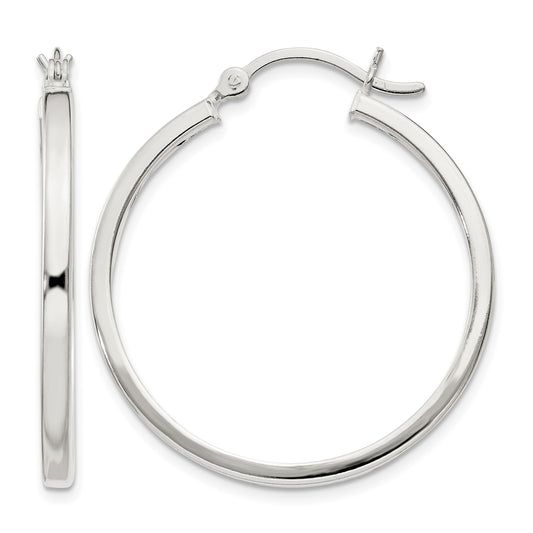 Sterling Silver 2.5x30mm Polished Hoop Earrings