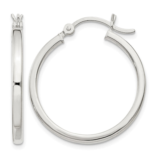 Sterling Silver 2.5x25mm Polished Hoop Earrings