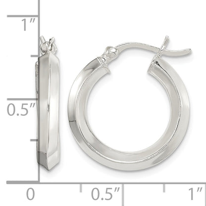 Sterling Silver Polished 3x20mm Knife Edge Round Hoop Earrings