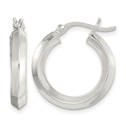 Sterling Silver Polished 3x20mm Knife Edge Round Hoop Earrings