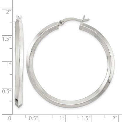 Sterling Silver Polished 3x40mm Knife Edge Round Hoop Earrings