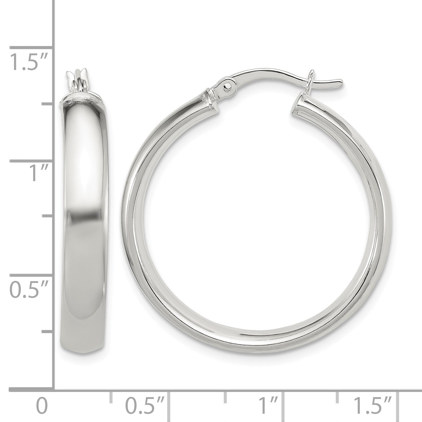Sterling Silver 5x30mm Hoop Earrings