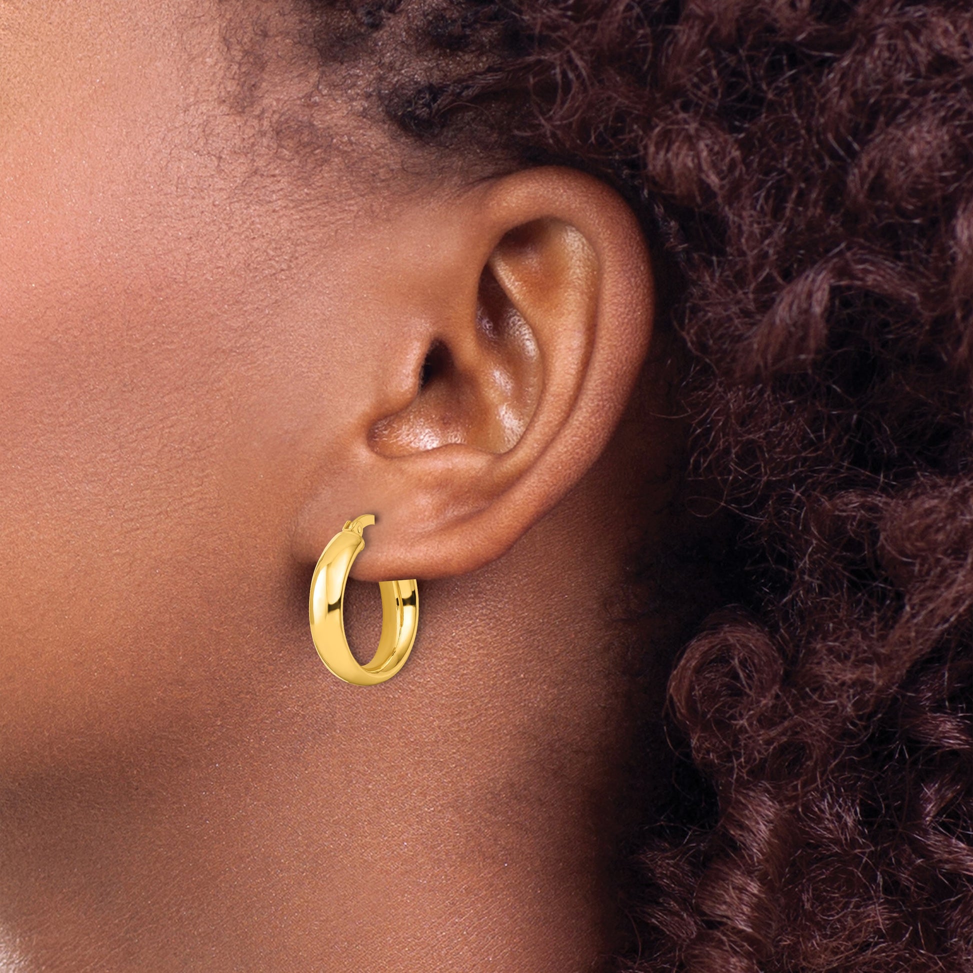 Sterling Silver Gold-tone Polished Hoop Earrings