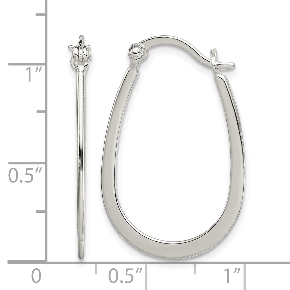Sterling Silver Polished Oval Hoop Earrings