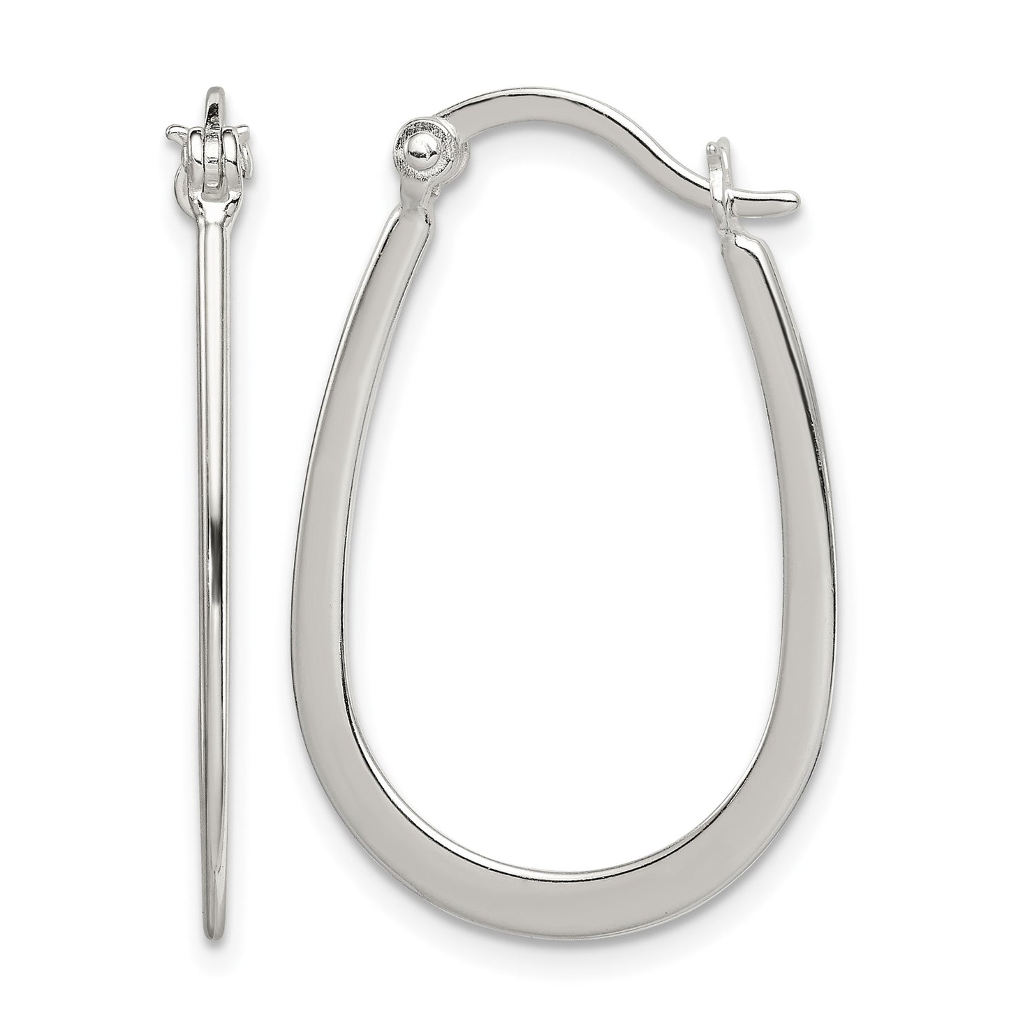 Sterling Silver Polished Oval Hoop Earrings