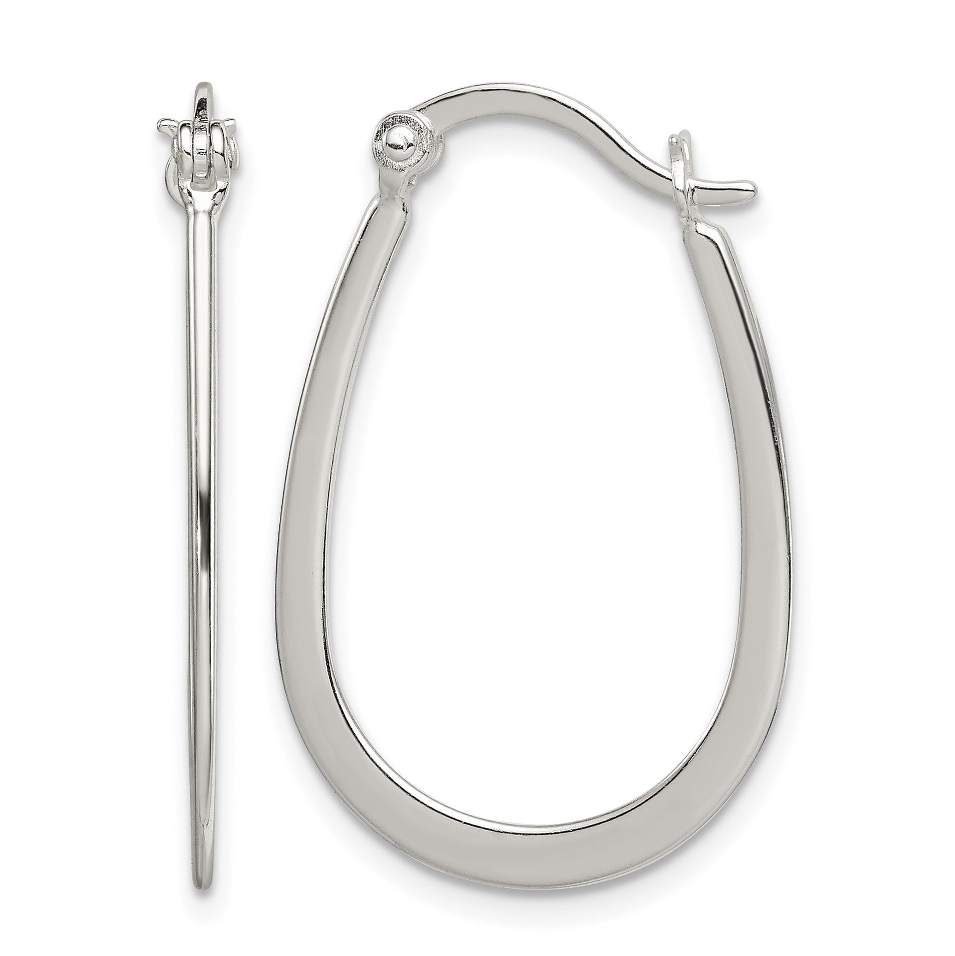 Sterling Silver Polished Oval Hoop Earrings