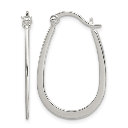 Sterling Silver Polished Oval Hoop Earrings