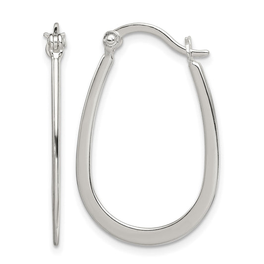 Sterling Silver Polished Oval Hoop Earrings
