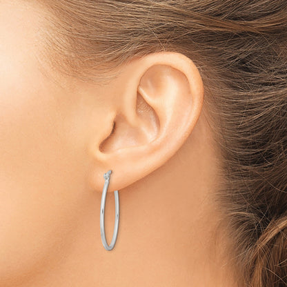 Sterling Silver Polished 1.5mm Square Tube Oval Hoop Earrings