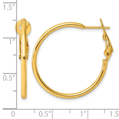 Sterling Silver Gold-tone Polished 2mm Omega Back Round Hoop Earrings