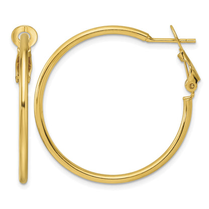 Sterling Silver Gold-tone Polished 2mm Omega Back Round Hoop Earrings