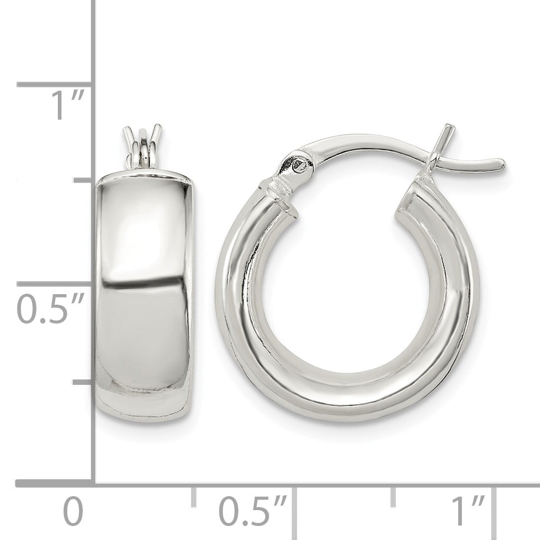 Sterling Silver Polished 6mm Round Hoop Earrings