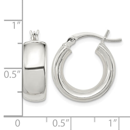 Sterling Silver Polished 6mm Round Hoop Earrings