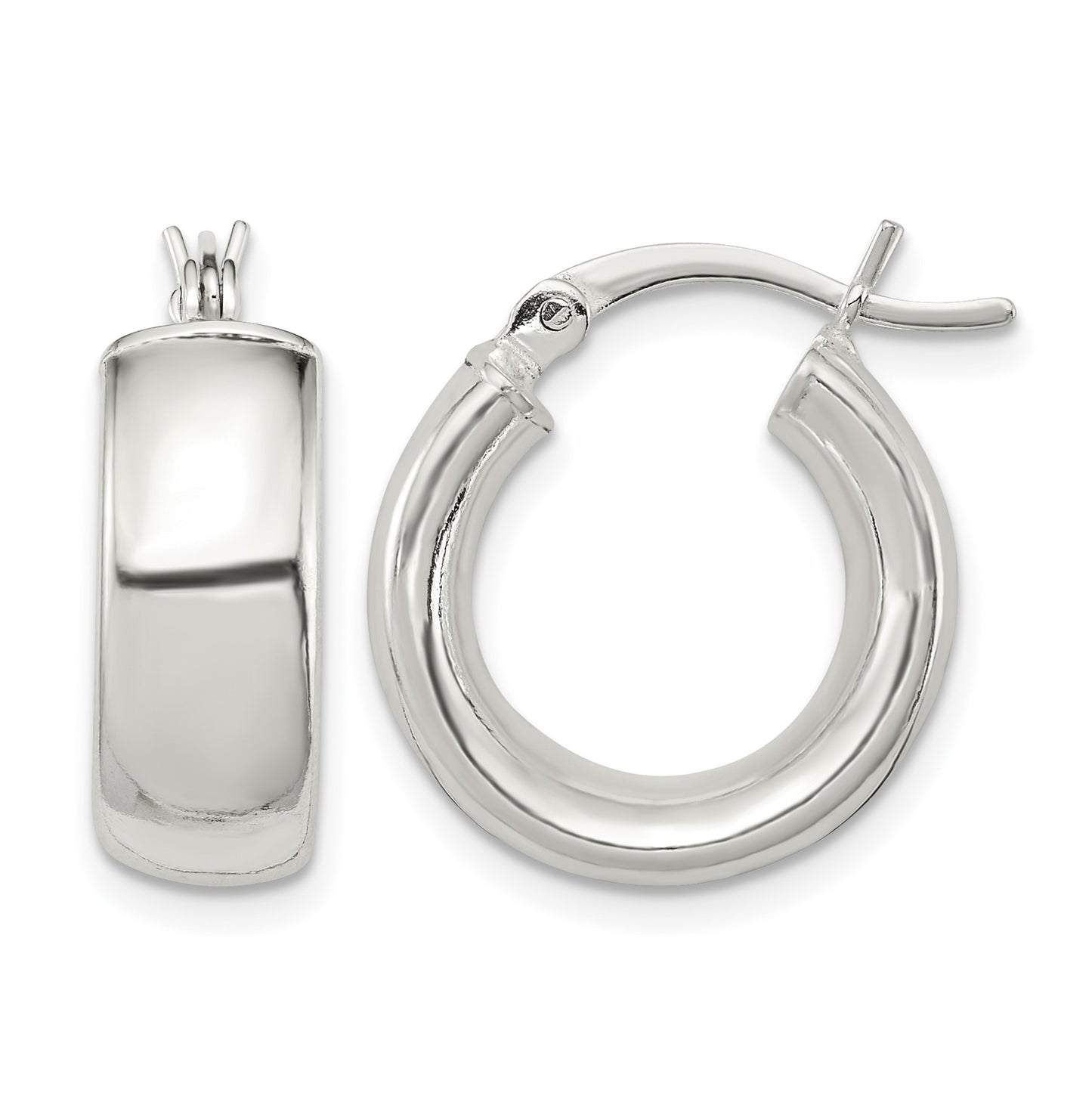 Sterling Silver Polished 6mm Round Hoop Earrings