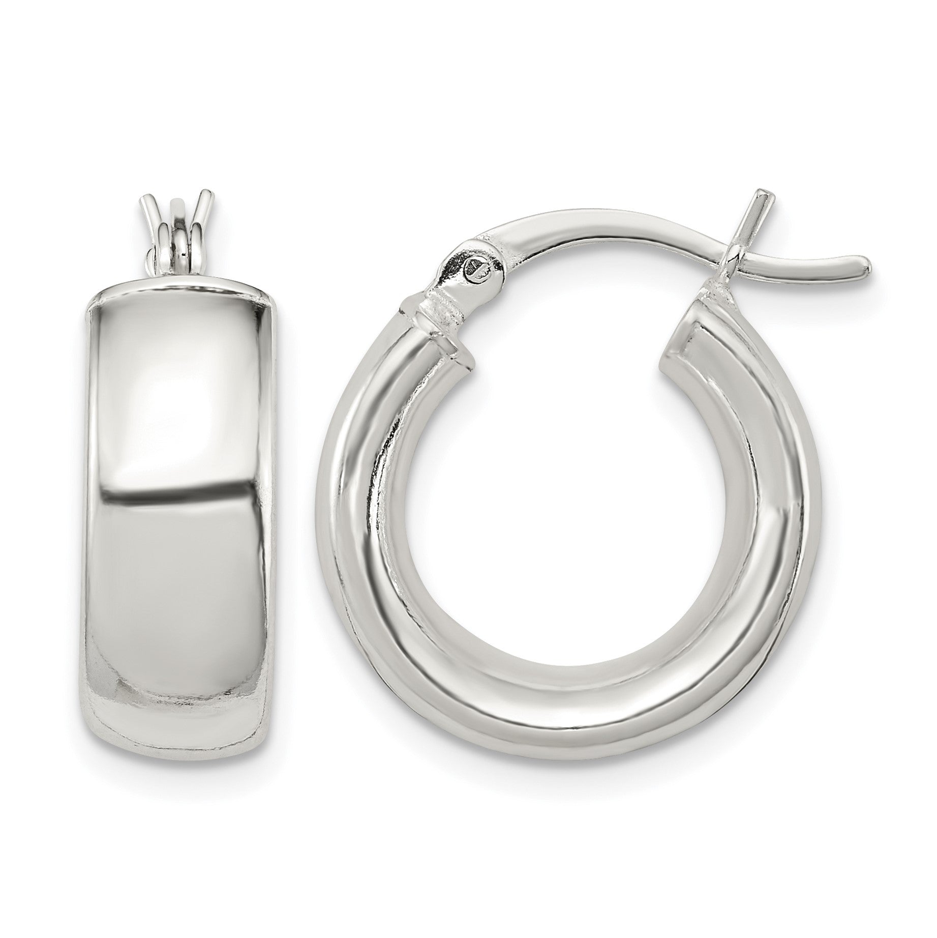 Sterling Silver Polished 6mm Round Hoop Earrings