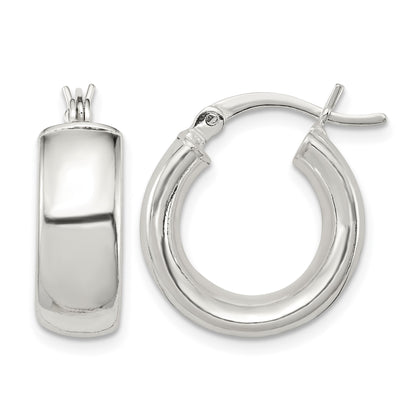 Sterling Silver Polished 6mm Round Hoop Earrings