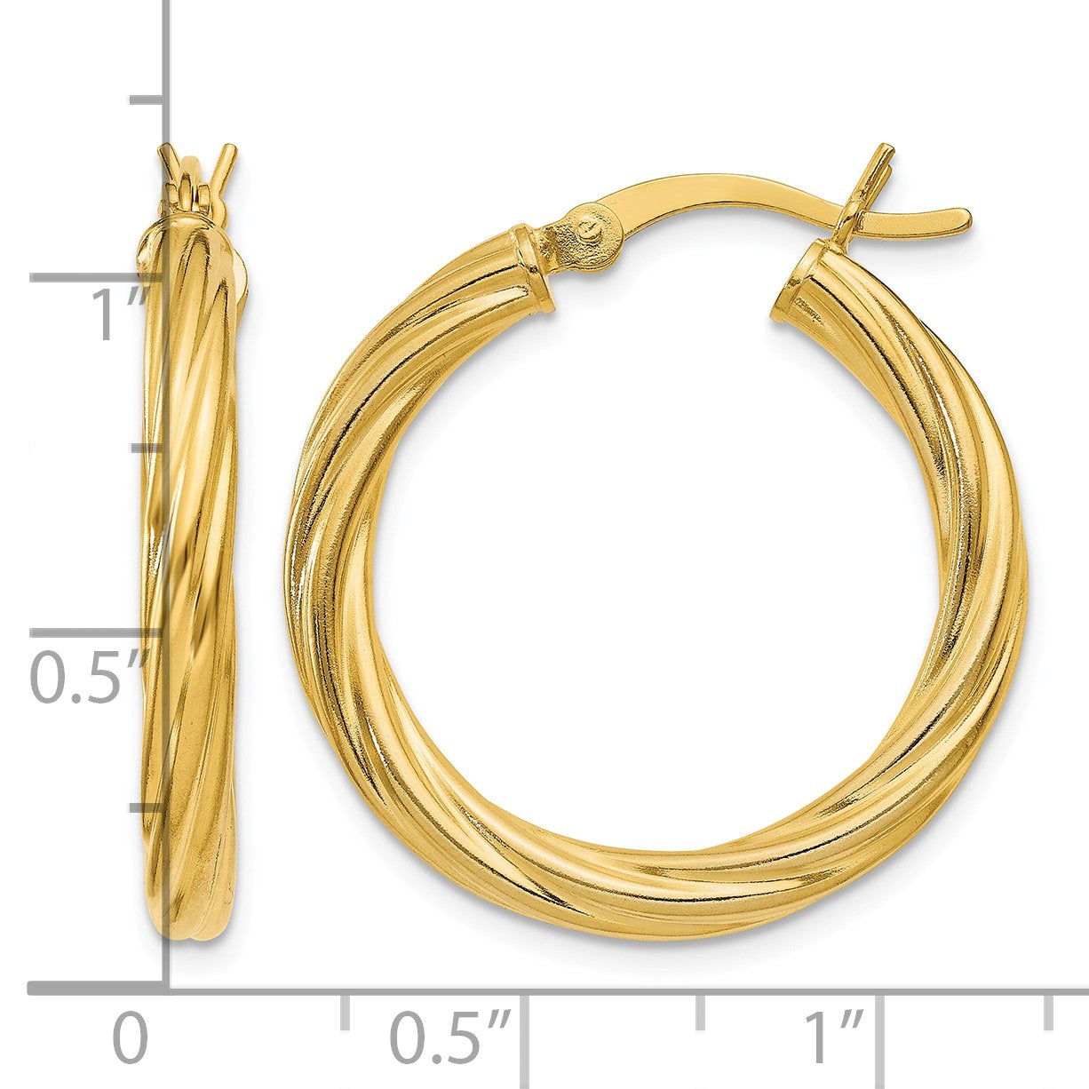 Sterling Silver Gold Flash Plated Twisted 3.5x25mm Hoop Earrings
