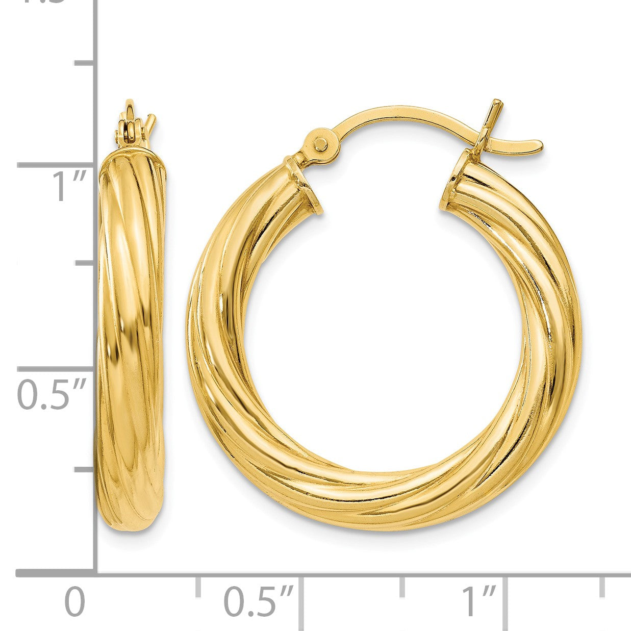 Sterling Silver Gold Flash Plated Twisted 4x25mm Hoop Earrings