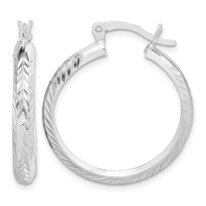 Sterling Silver Polished & Diamond-cut 4mm Round Hoop Earrings