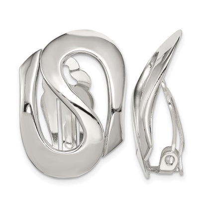 Sterling Silver Polished Fancy S Design Non-Pierced Earrings
