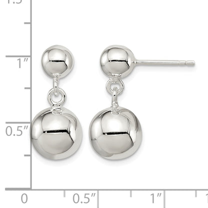 Sterling Silver Round Bead Dangle Post Earrings