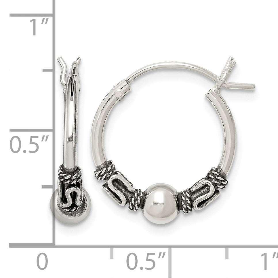 Sterling Silver Antiqued Hoop Earrings