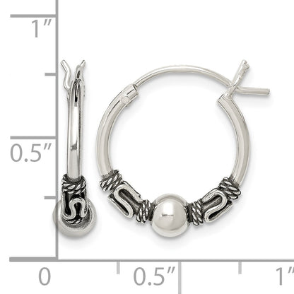 Sterling Silver Antiqued Hoop Earrings