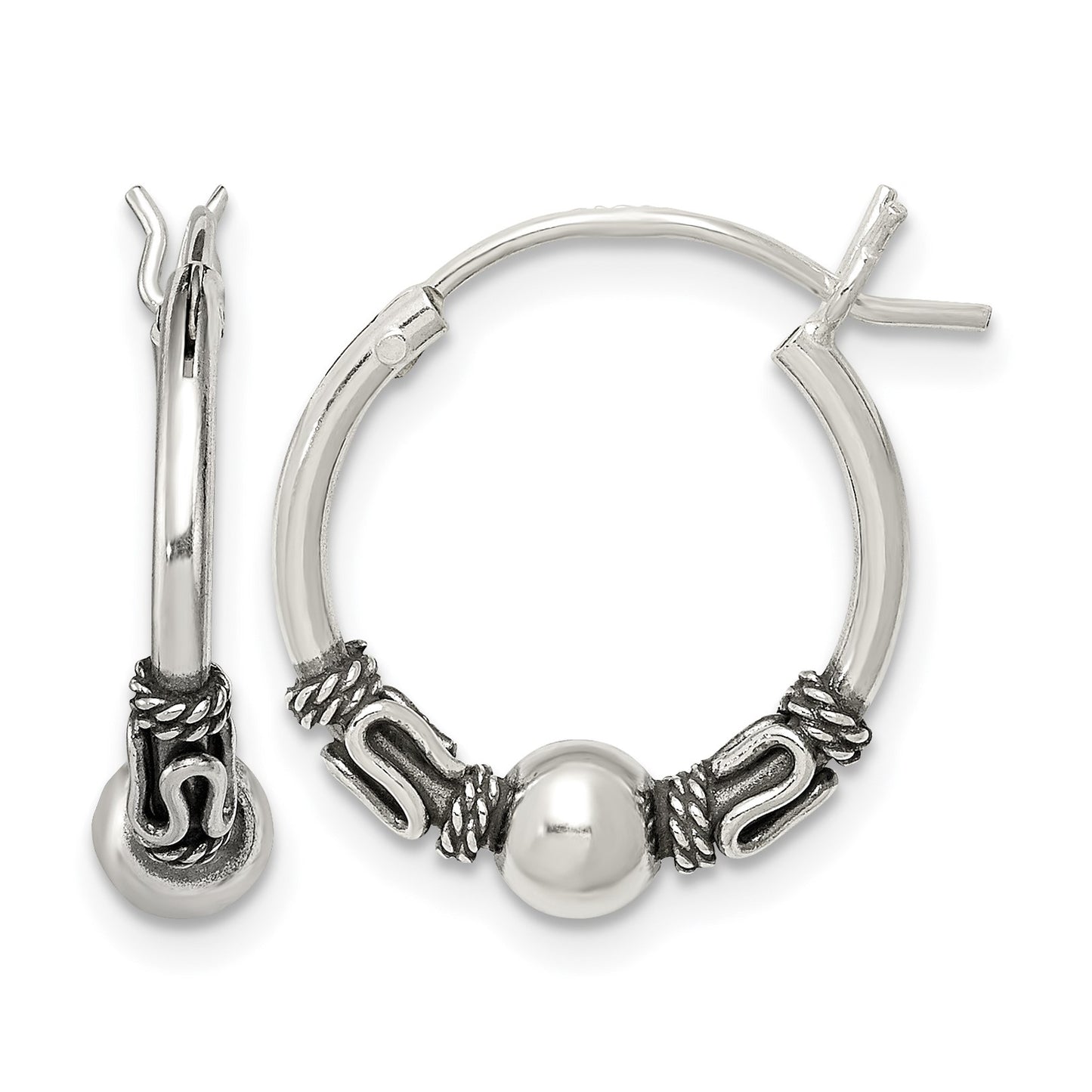 Sterling Silver Antiqued Hoop Earrings