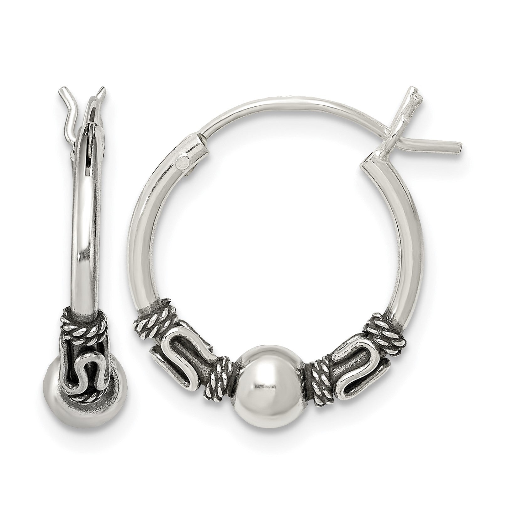 Sterling Silver Antiqued Hoop Earrings