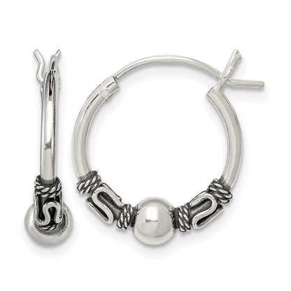 Sterling Silver Antiqued Hoop Earrings