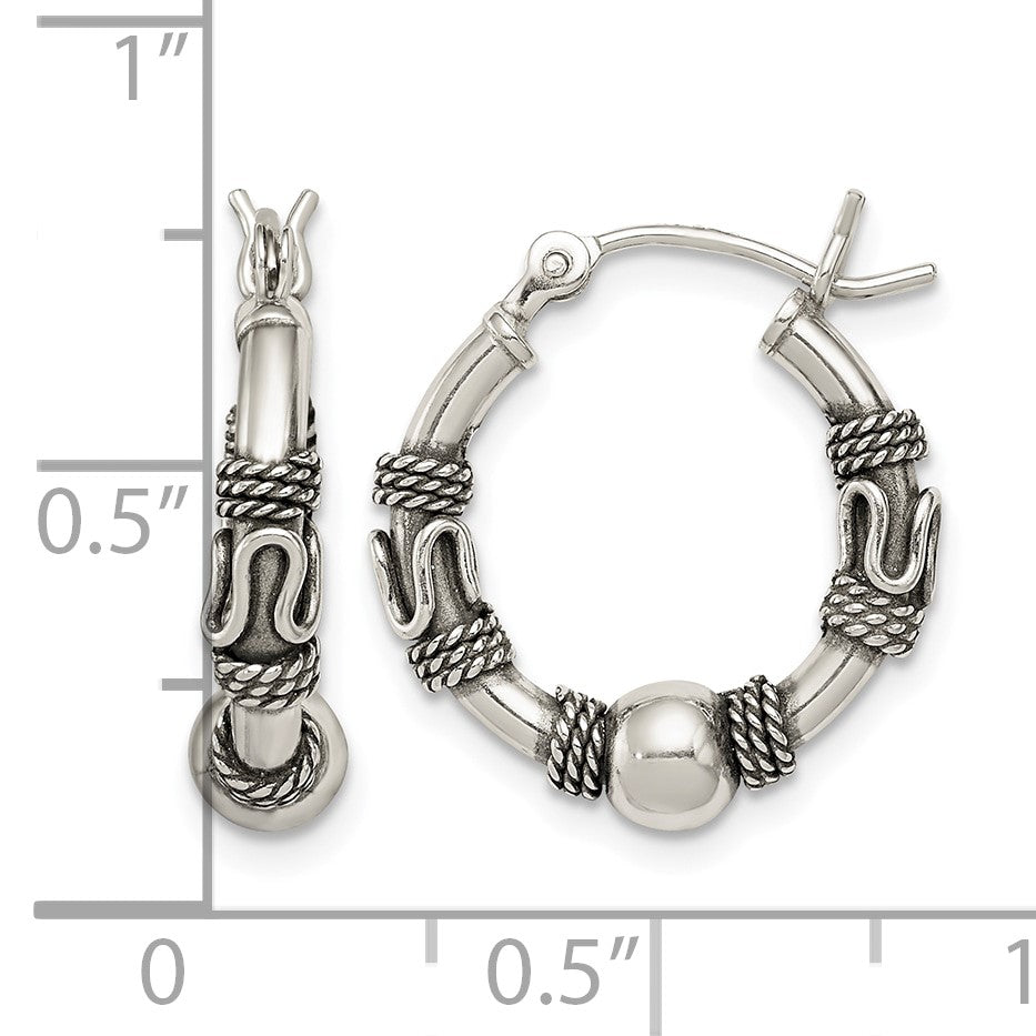Sterling Silver Antiqued Hoop Earrings