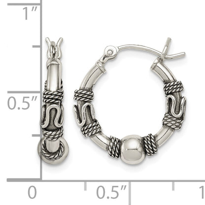 Sterling Silver Antiqued Hoop Earrings