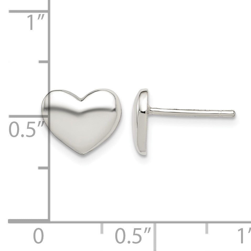 Sterling Silver Polished Heart Post Earrings
