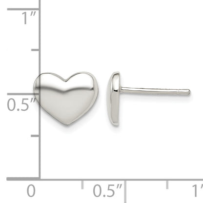 Sterling Silver Polished Heart Post Earrings