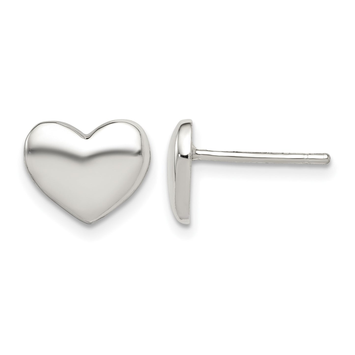 Sterling Silver Polished Heart Post Earrings