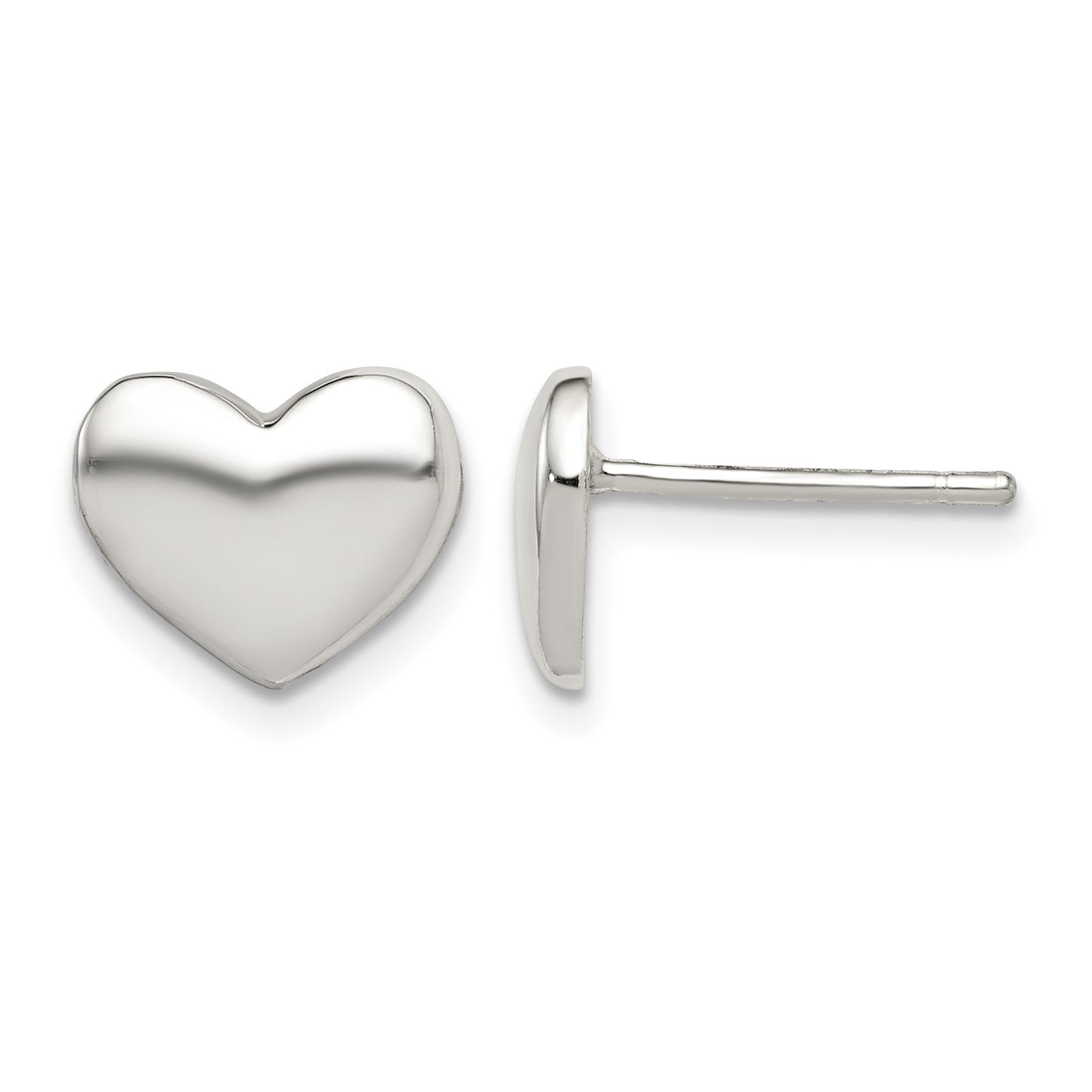 Sterling Silver Polished Heart Post Earrings