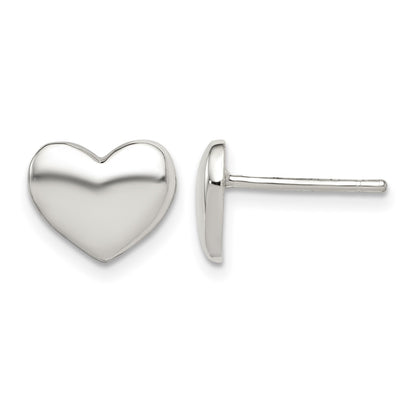 Sterling Silver Polished Heart Post Earrings