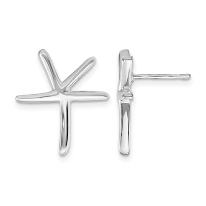 Sterling Silver Rhodium-plated Starfish Post Earrings