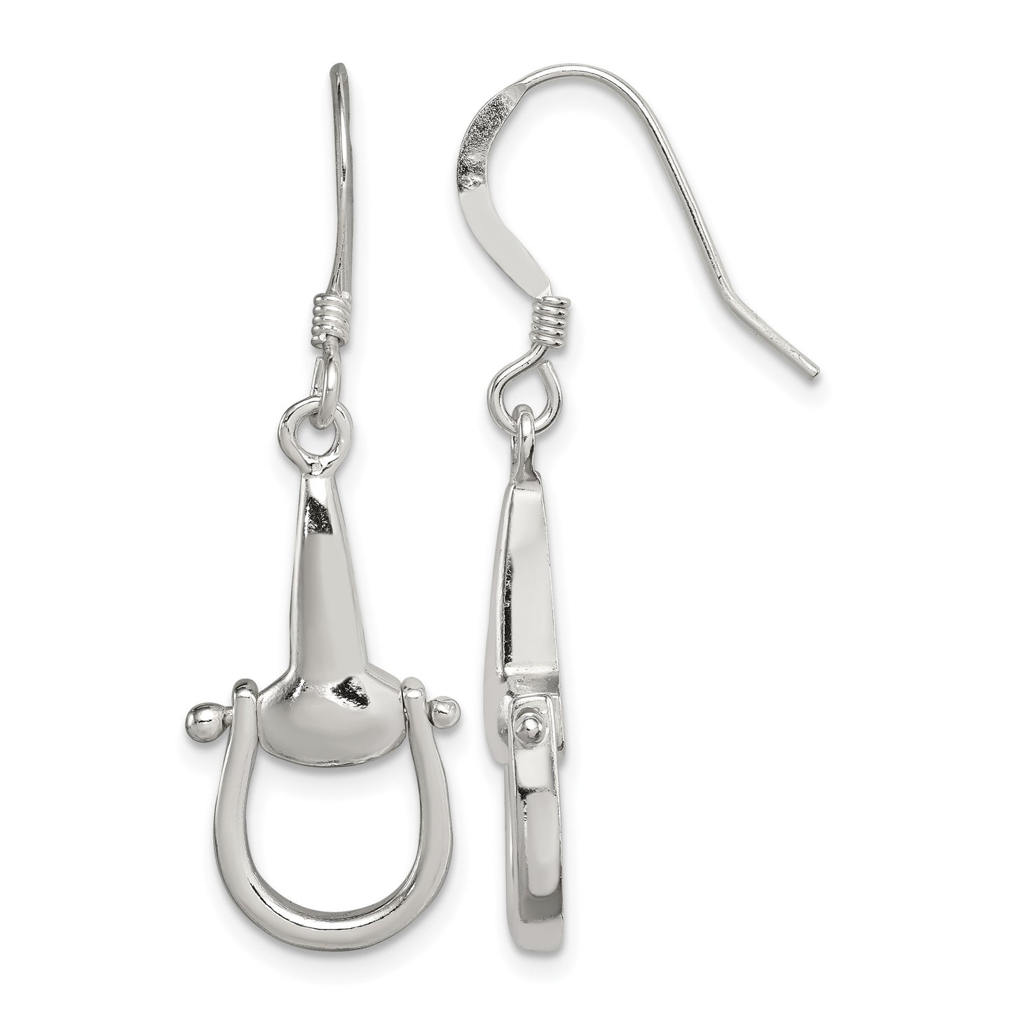 Sterling Silver Polished Stirrup Dangle Earrings