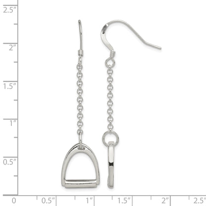 Sterling Silver Polished Horse Stirrup Dangle Earrings