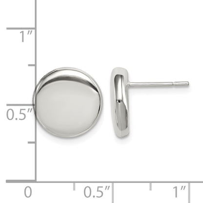 Sterling Silver Polished Button Post Earrings