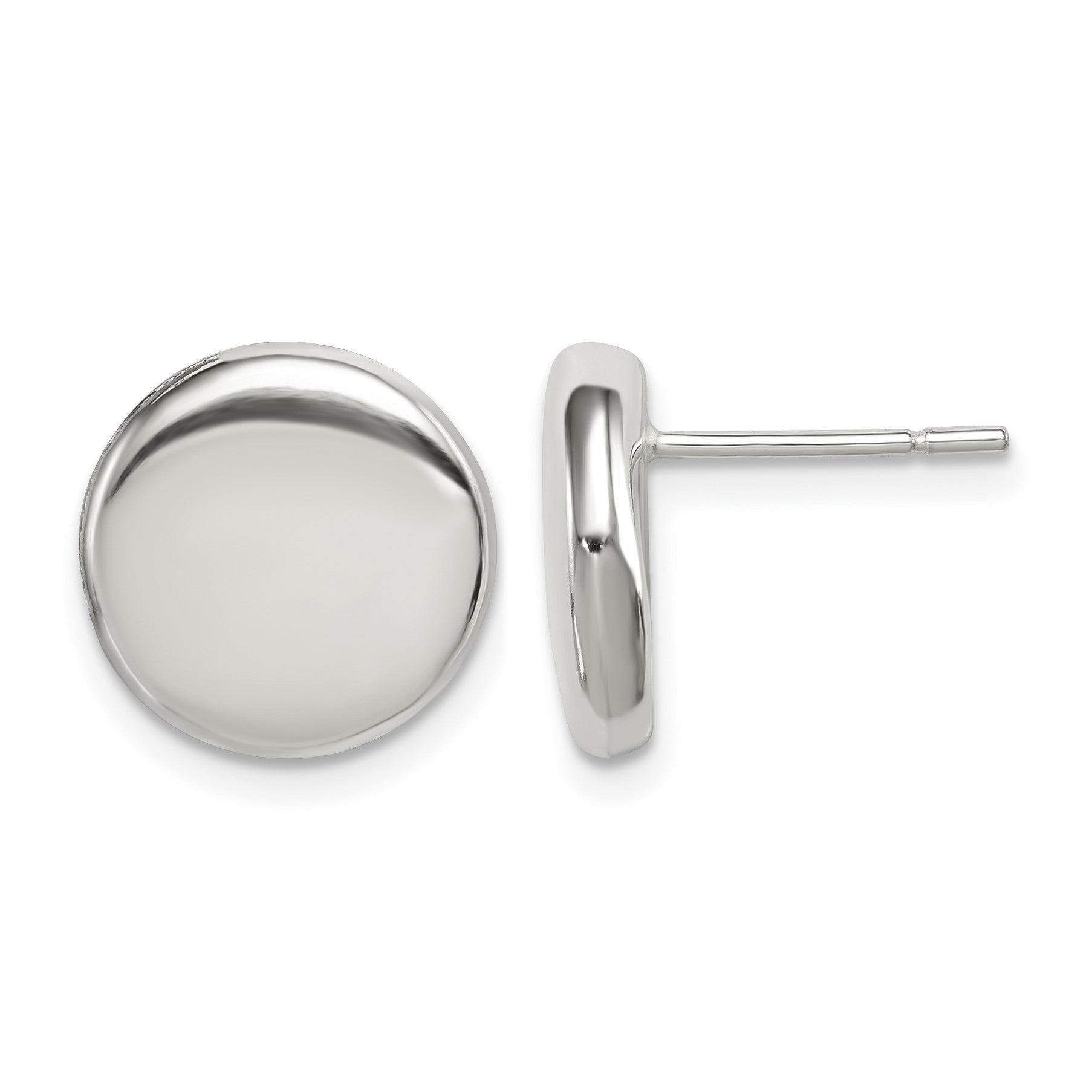 Sterling Silver Polished Button Post Earrings