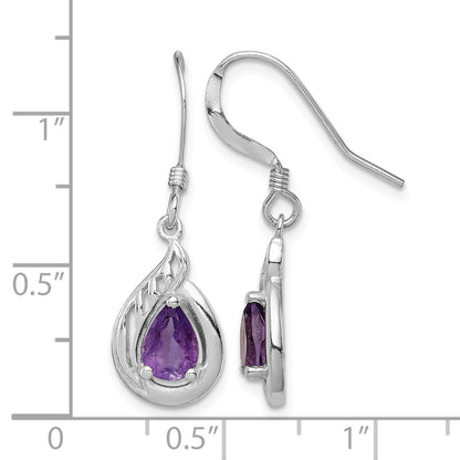 Sterling Silver Amethyst Polished Fancy Dangle Earrings