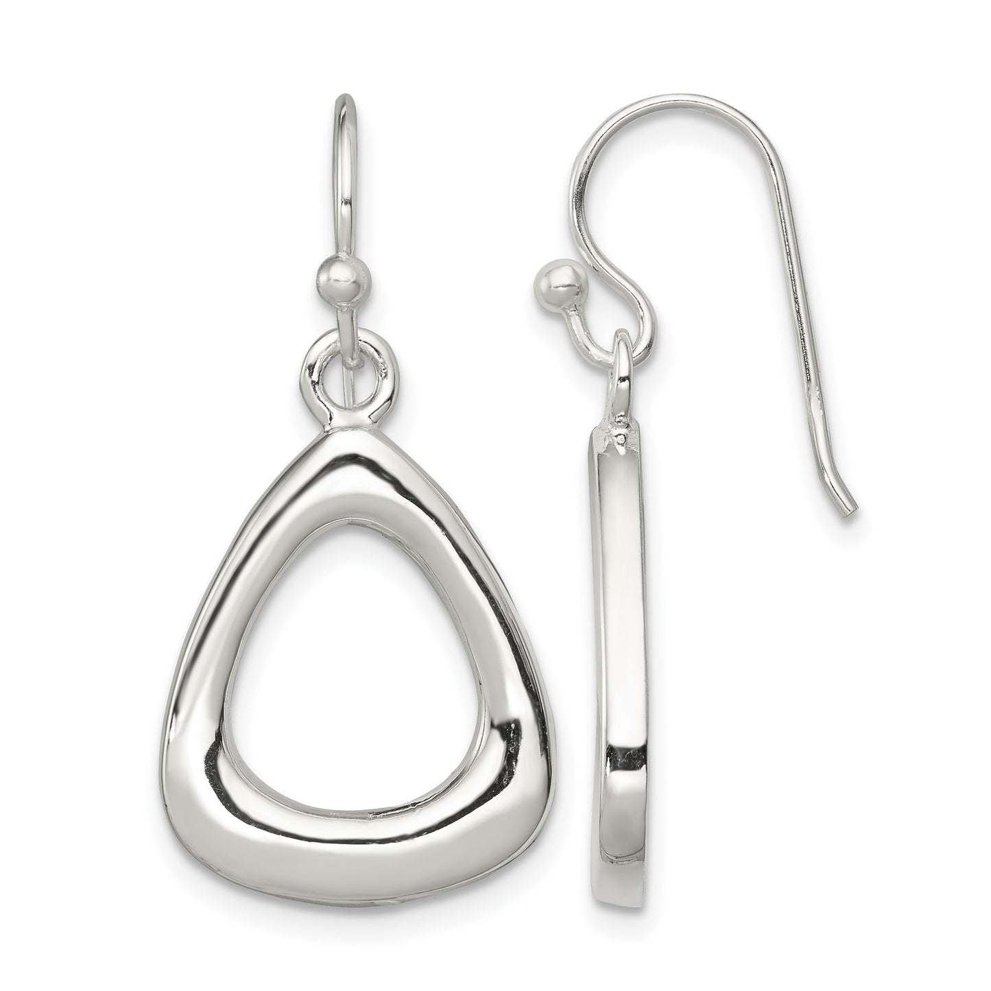 Sterling Silver Polished Triangular Shaped Dangle Earrings