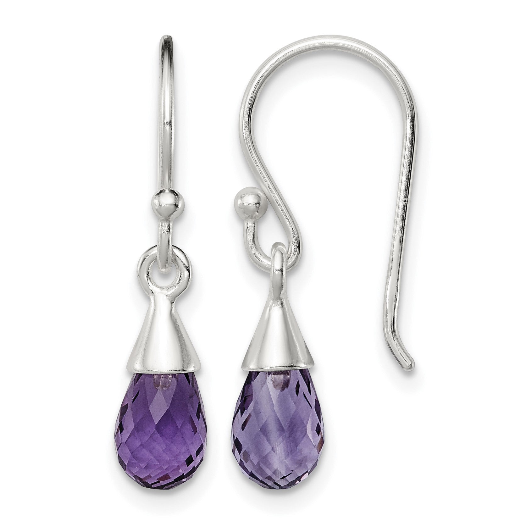 Sterling Silver Amethyst Dangle Earrings