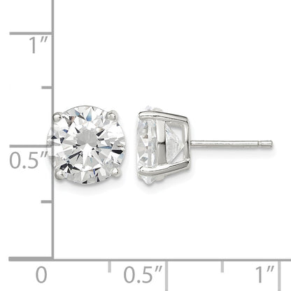 Sterling Silver 9mm Round Basket Set CZ Stud Earrings