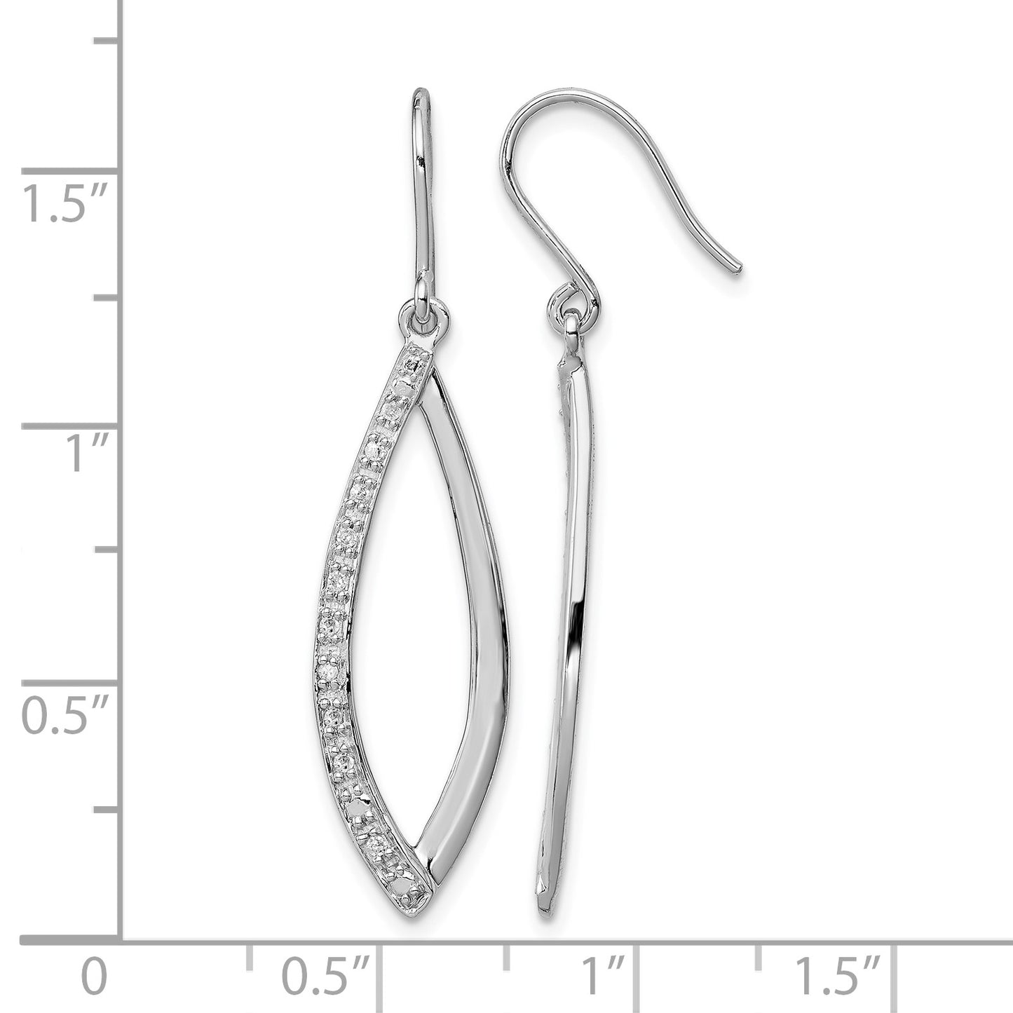 Sterling Silver Rhodium Diam. Dangle Earrings